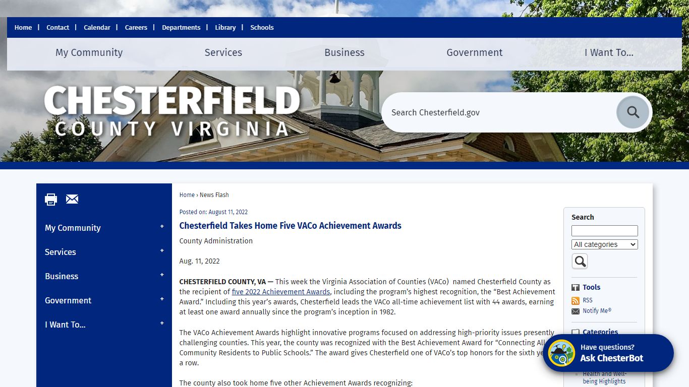 News Flash • Chesterfield County, VA • CivicEngage